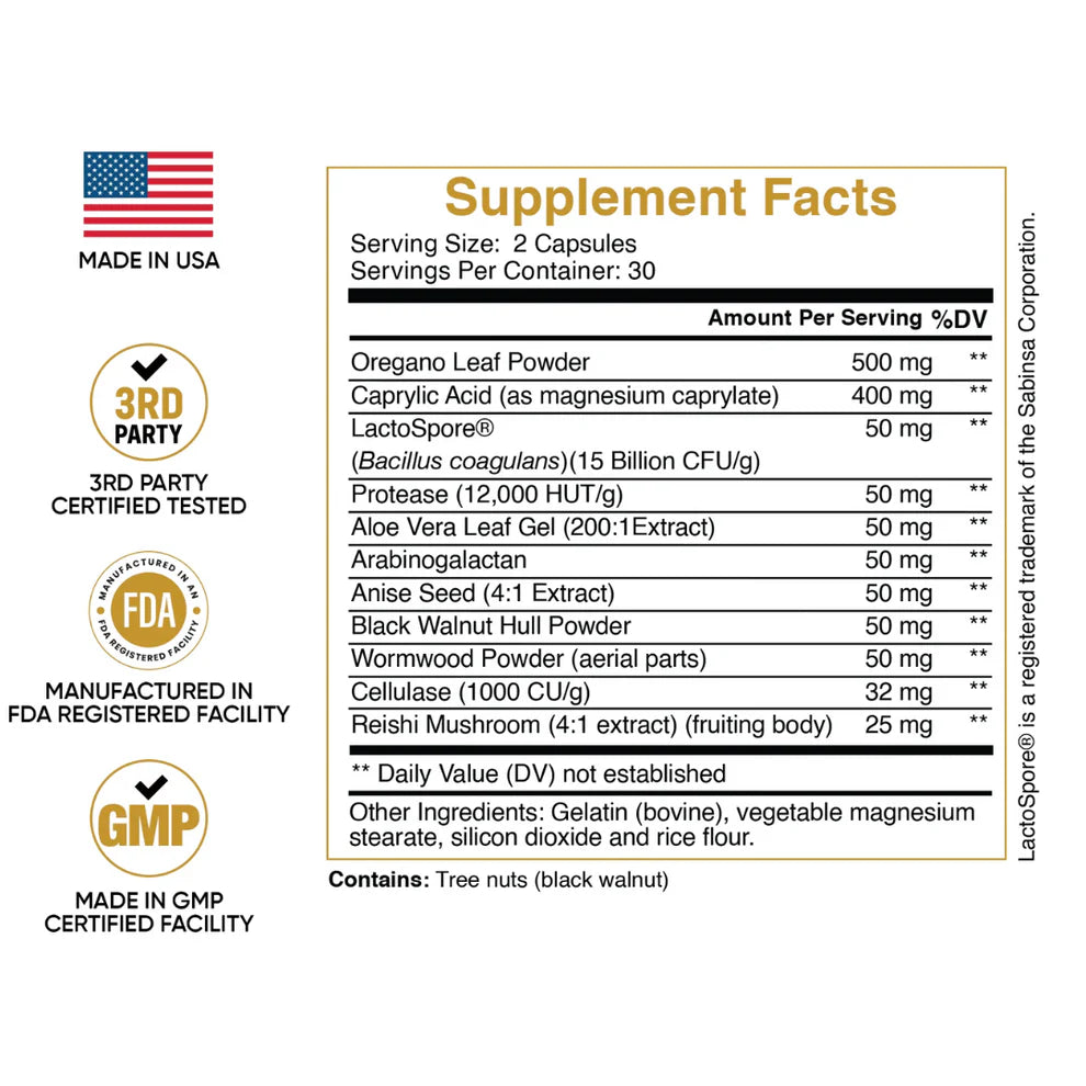 Suplemento CANDIDA apoyo intestinal y colon 60 cápsulas