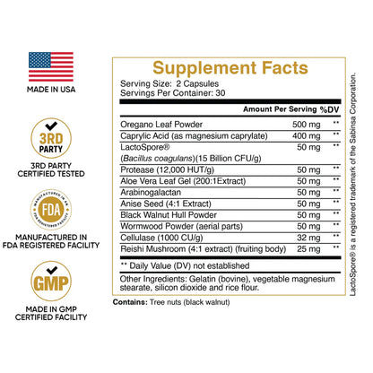 Suplemento CANDIDA apoyo intestinal y colon 60 cápsulas